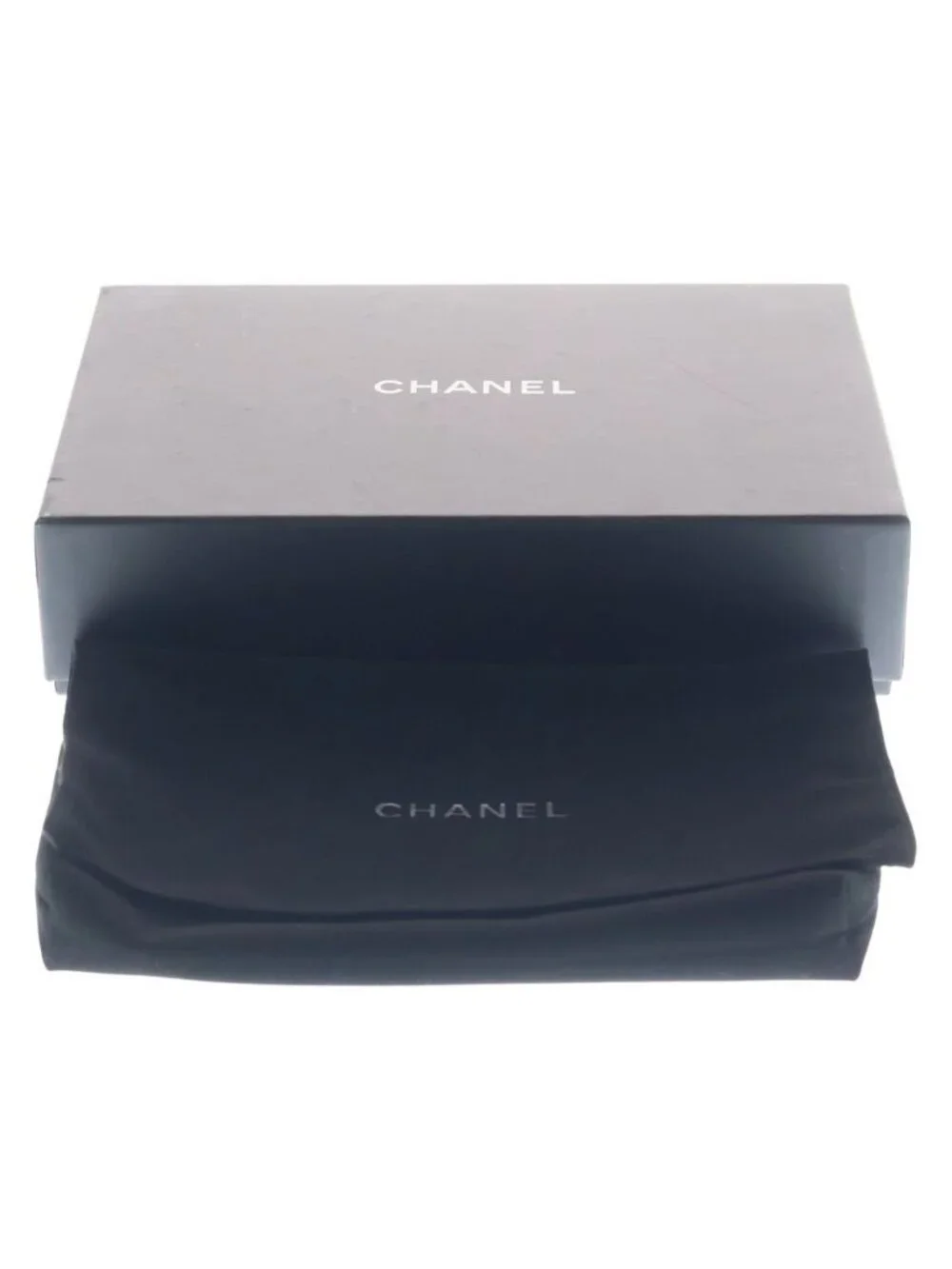 Chanel Quilted Chain Shoulder Wallet Bag Black Caviar Leather Silver